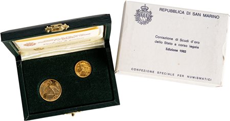 SAN MARINO - Nuova monetazione (1972-) - Dittico da 1 e 2 scudi 1982, 'La Libertà'.