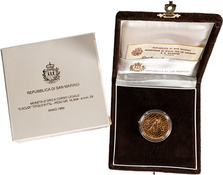 SAN MARINO - Nuova monetazione (1972-) - 5 scudi 1986, 'Il Lavoro'.