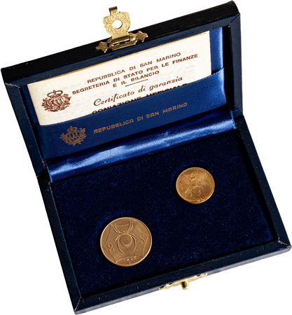 SAN MARINO - Nuova monetazione (1972-) - Dittico da 1 e 2 scudi 1986, 'Il Lavoro'.