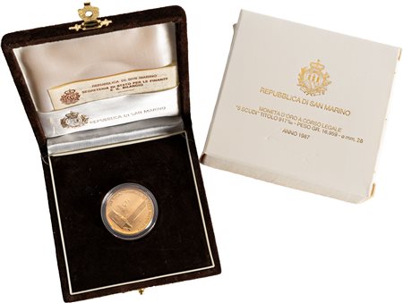 SAN MARINO - Nuova monetazione (1972-) - 5 scudi 1987, 'San Marino Osservatore ONU'.