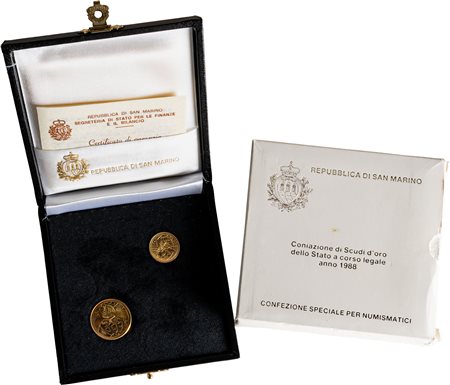 SAN MARINO - Nuova monetazione (1972-) - Dittico da 1 e 2 scudi 1988, 'Il Disarmo'.
