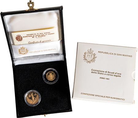SAN MARINO - Nuova monetazione (1972-) - Dittico da 1 e 2 scudi 1991, 'Pace ferita'.