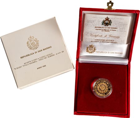 SAN MARINO - Nuova monetazione (1972-) - 5 scudi 1992, 'Cooperazione e unione doganale CEE'.