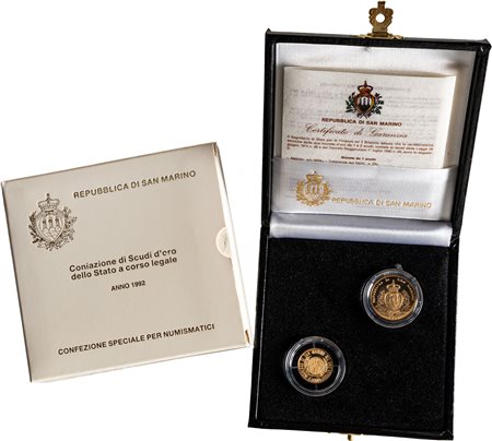 SAN MARINO - Nuova monetazione (1972-) - Dittico da 1 e 2 scudi 1992, 'Ingresso di San Marino all'ONU'.