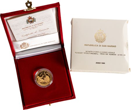 SAN MARINO - Nuova monetazione (1972-) - 5 scudi 1993, 'Fondo monetario'.