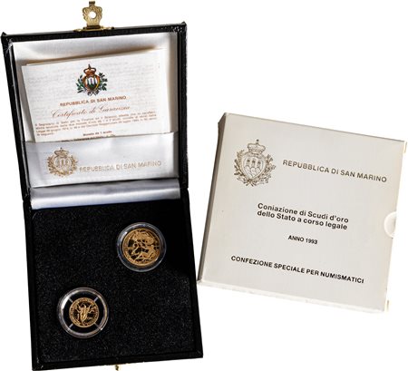 SAN MARINO - Nuova monetazione (1972-) - Dittico da 1 e 2 scudi 1993, 'Fondo monetario'.