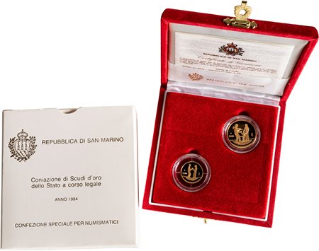 SAN MARINO - Nuova monetazione (1972-) - Dittico da 1 e 2 scudi 1994, 'La Famigia'.