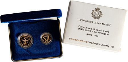 SAN MARINO - Nuova monetazione (1972-) - Dittico da 1 e 2 scudi 1995, '50° Anniversario costituzione ONU'.