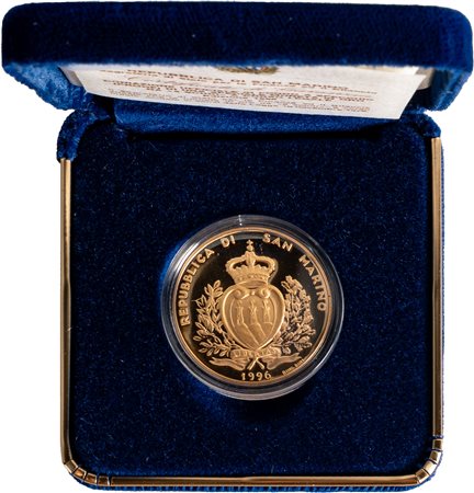 SAN MARINO - Nuova monetazione (1972-) - 5 scudi 1996, 'Grandi Maestri del Rinascimento: Michelangelo'.