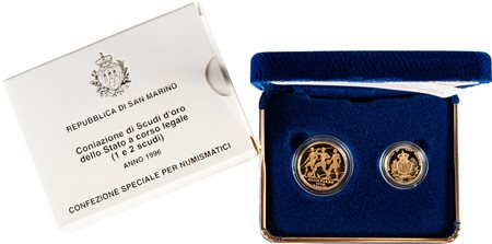 SAN MARINO - Nuova monetazione (1972-) - Dittico da 1 e 2 scudi 1996, '100° anniversario Olimpiadi: Atlanta'.