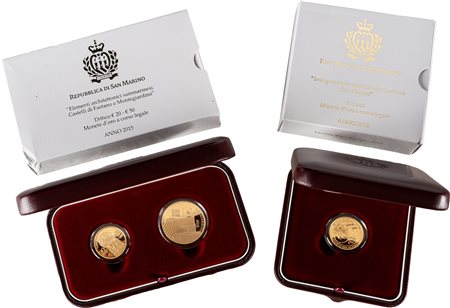 SAN MARINO - Nuova monetazione (1972-) - Lotto composto da 20, 50 euro e 2 scudi, 2015, in astucci originali.