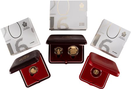 SAN MARINO - Nuova monetazione (1972-) - Lotto composto da 10, 20, 50 euro e 2 scudi, 2016, in astucci originali.