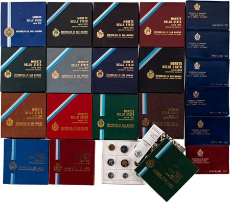 SAN MARINO - Nuova monetazione (1972-) - Lotto di 21 divisionali (1972-1992).