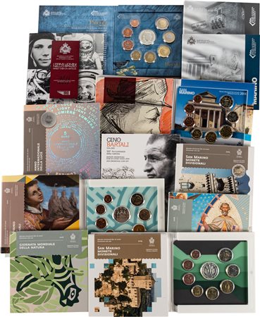SAN MARINO - Nuova monetazione (1972-) - Lotto di 15 emissioni divisionali, di cui 8 con emissione celebrativa da euro (2011-2019).