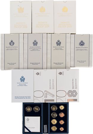 SAN MARINO - Nuova monetazione (1972-) - Lotto composto da 10 divisionali in euro PROOF (2008-2018).