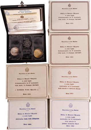SAN MARINO - Nuova monetazione (1972-) - Lotto di 6 dittici celebrativi, nelle versioni standard e PROOF (1982-1985).
