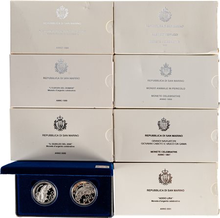 SAN MARINO - Nuova monetazione (1972-) - Lotto di 7 dittici celebrativi PROOF (1995-2001).