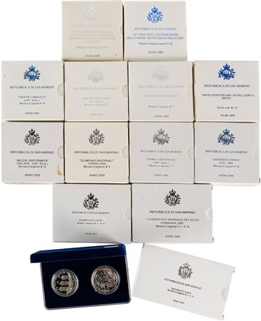 SAN MARINO - Nuova monetazione (1972-) - Lotto di 13 emissioni celebrative (2002-2009).