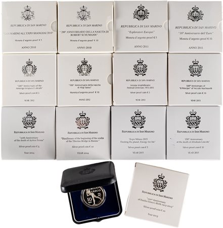 SAN MARINO - Nuova monetazione (1972-) - Lotto di 13 emissioni celebrative (2010-2015).