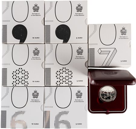 SAN MARINO - Nuova monetazione (1972-) - Lotto di 7 emissioni celebrative  (2016-2019).