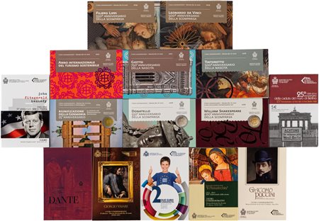 SAN MARINO - Nuova monetazione (1972-) - Lotto di quindici emissioni celebrative da 2 e 5 euro, in confezione originale (2011-2019).