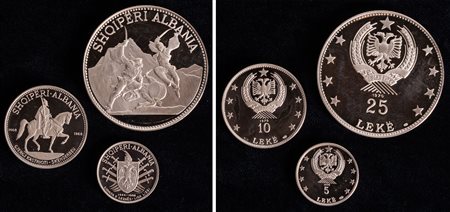 ALBANIA - Repubblica (1946-) - Serie di 3 valori (5, 10 e 25 Leke) 1970, PROOF.