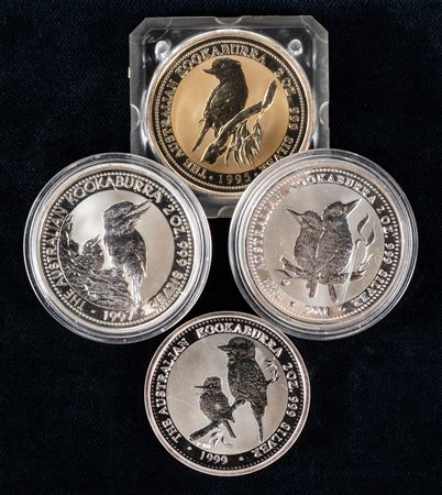 AUSTRALIA  - Lotto di 4 monete da 2 dollari Kookaburra (1995, 1997, 1999, 2001).
