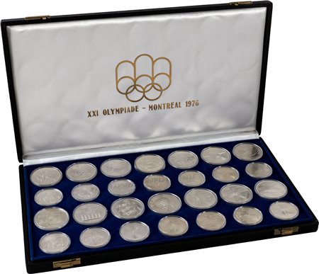 CANADA - Cofanetto contenente il giro completo delle 28 monete dedicate alla XXI Olimpiade di Montreal 1976.