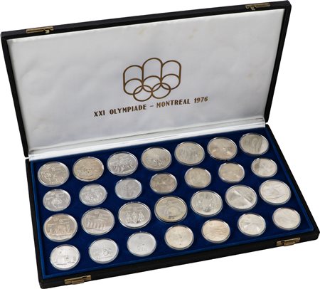 CANADA - Cofanetto contenente il giro completo delle 28 monete dedicate alla XXI Olimpiade di Montreal 1976.