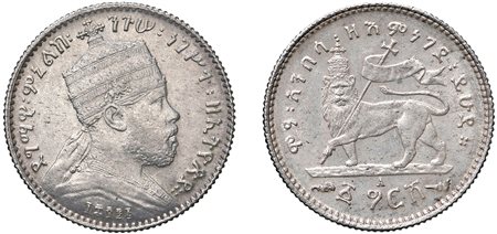 ETIOPIA - MENELIK II (1889-1913) - 1/8 di Birr.