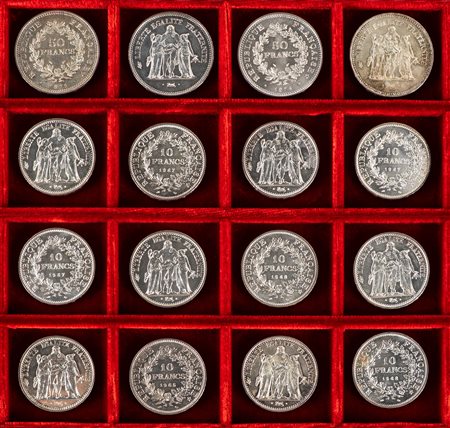 FRANCIA - QUINTA REPUBBLICA (1959-) - Lotto di 16 monete in argento.