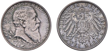 GERMANIA - BADEN - FEDERICO I (1871-1918) - 2 marchi 1902, 50° Anniversario di Regno.