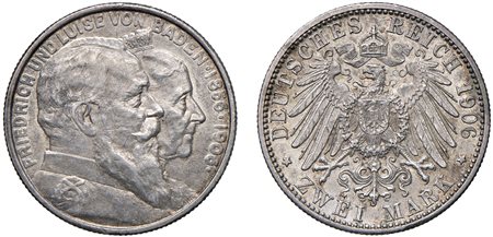 GERMANIA - BADEN - FEDERICO I (1871-1918) - 2 marchi 1906, 50° Anniversario del matrimonio con Luisa di Prussia.