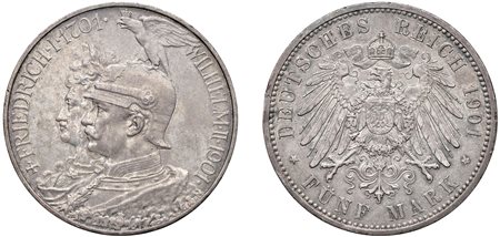 GERMANIA - PRUSSIA - GUGLIELMO II (1888-1918) - 5 1901 A, 200° Anniversario del Regno di Prussia.