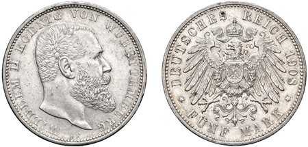 GERMANIA - WURTTEMBERG - GUGLIELMO II (1891-1918) - 5 Marchi 1900 F.