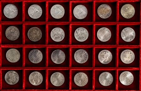 GERMANIA - REPUBBLICA FEDERALE - Serie completa delle 24 monete da 10 marchi 1972, dedicate alle Olimpiadi di Monaco 1972 (per tipo e zecca).