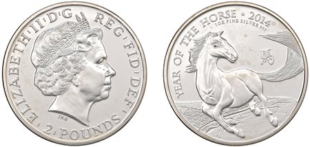 GRAN BRETAGNA - ELISABETTA II (1952-2022) - 2 Pounds 2014 per l'anno del cavallo.