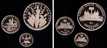 HAITI - Serie 3 valori (5, 10, 25 Gourdes) 1970, PROOF.
