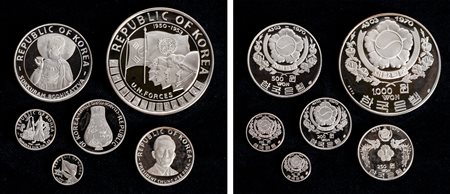 KOREA - Serie 6 valori (50, 100, 200, 250, 500, 1000 Won) 1970, PROOF.