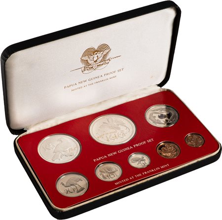 PAPA NUOVA GUINEA - Set 8 monete 1976, PROOF, in cofanetto originale.