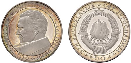 YUGOSLAVIA, Repubblica Socialista Federale (1963-1992) - 50 dinara 1968, 25° anniversario della Repubblica.