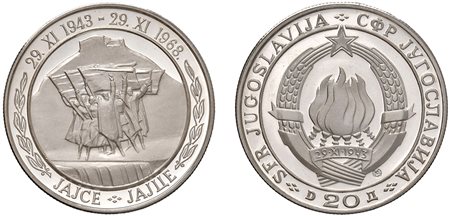 YUGOSLAVIA, Repubblica Socialista Federale (1963-1992) - 20 dinara 1968, 25° anniversario della Repubblica.