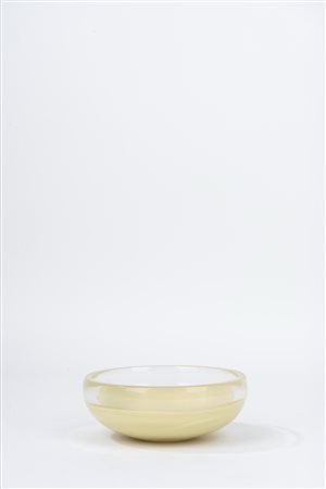 Venini Murano - Posacenere in vetro trasparente e color crema