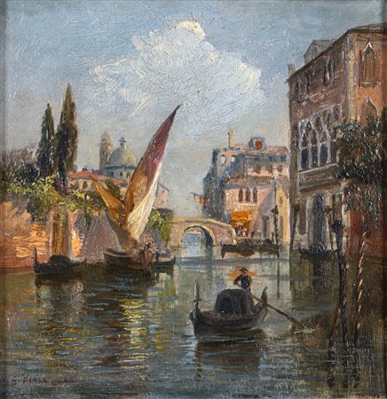Scuola italiana, fine XIX - inizi XX secolo - Piccola veduta di Venezia