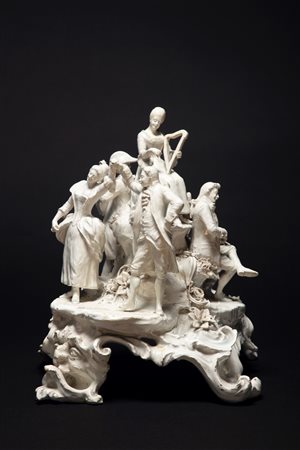 Gruppo in terraglia smaltata raffigurante concerto in paesaggio agreste, Manifattura veneta, secolo XVIII