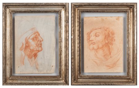 Scuola italiana, secolo XIX - Due studi di figure (Papa e Apostolo)