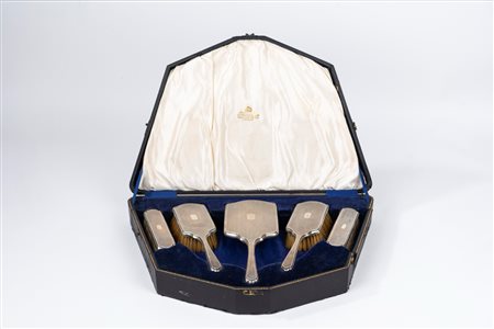 Set da toeletta in argento, anni 1920-1930 circa