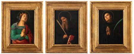 Imitatore di Perugino - Tre dipinti raffiguranti Santi