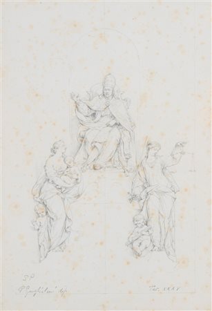 Paolo Guglielmi (Roma 1804 - 1862)  - Studio per monumento funebre di un Papa