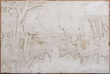 Grande bassorilievo in gesso raffigurante un pannello del basamento del Monumento Equestre a Ranuccio Farnese, da Francesco Mochi